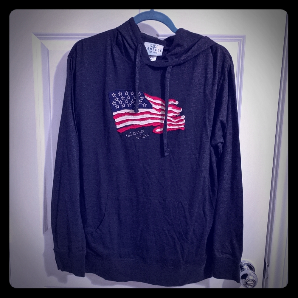 NWT Vantage Unisex American Flag Appliqué Hoodie M